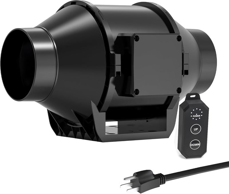 Toolazy Pro 4" Inline Duct Fan 214CFM with 10-Speed Digital Button Controller - EC Motor Ventilation Kit for Basement Dehumidification, Hydroponic Systems & Grow Tent Air Exchange (Ultra-Quiet Design) - Image 1